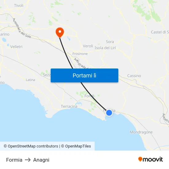 Formia to Anagni map