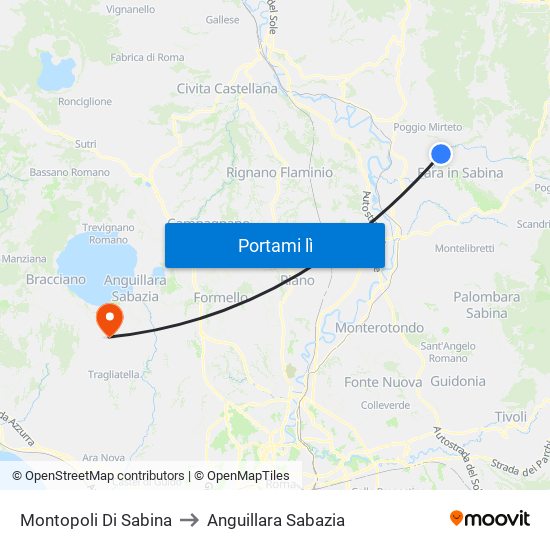 Montopoli Di Sabina to Anguillara Sabazia map