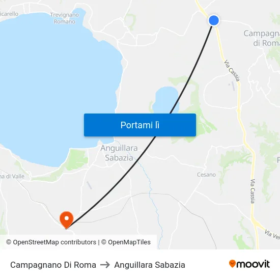 Campagnano Di Roma to Anguillara Sabazia map