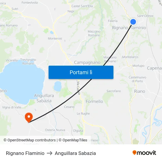 Rignano Flaminio to Anguillara Sabazia map