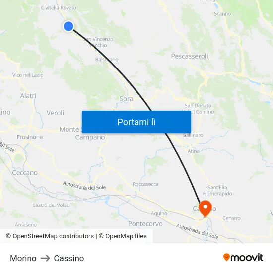 Morino to Cassino map