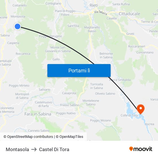 Montasola to Castel Di Tora map