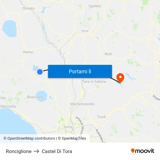 Ronciglione to Castel Di Tora map