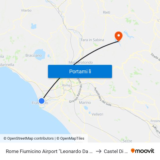 Rome Fiumicino Airport "Leonardo Da Vinci" (Fco) to Castel Di Tora map