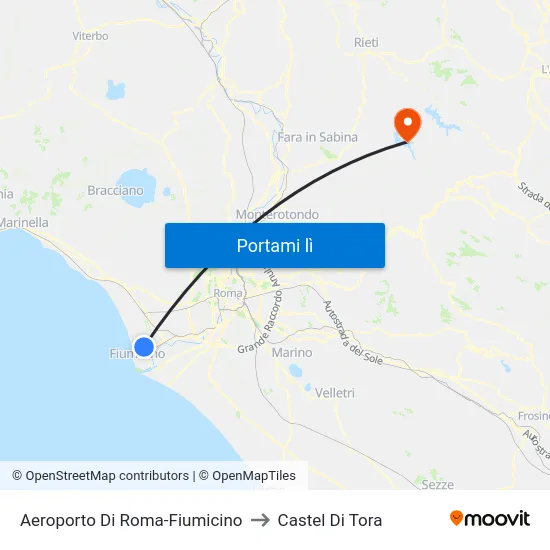 Aeroporto Di Roma-Fiumicino to Castel Di Tora map