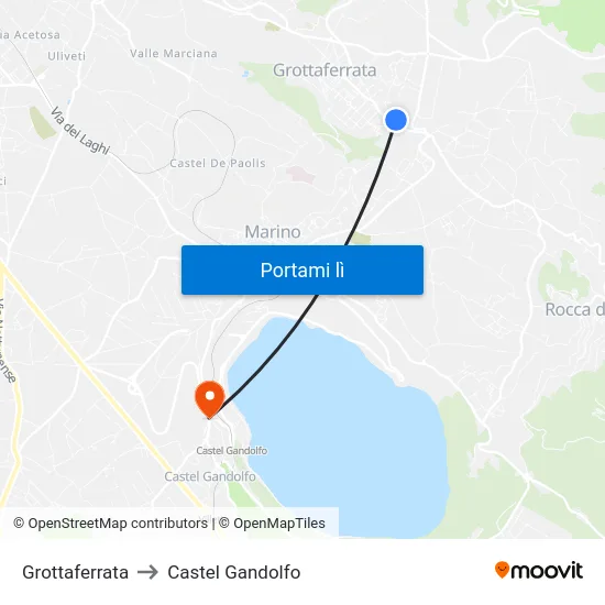 Grottaferrata to Castel Gandolfo map