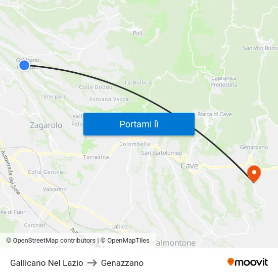 Gallicano Nel Lazio to Genazzano map