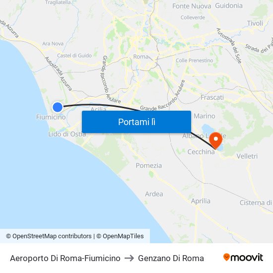 Aeroporto Di Roma-Fiumicino to Genzano Di Roma map