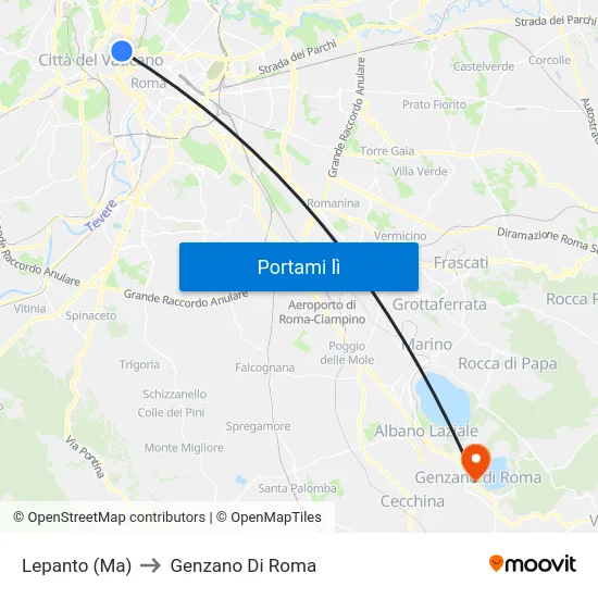 Lepanto (Ma) to Genzano Di Roma map