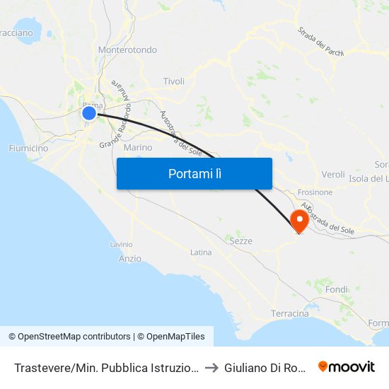 Trastevere/Min. Pubblica Istruzione to Giuliano Di Roma map