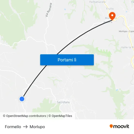 Formello to Morlupo map