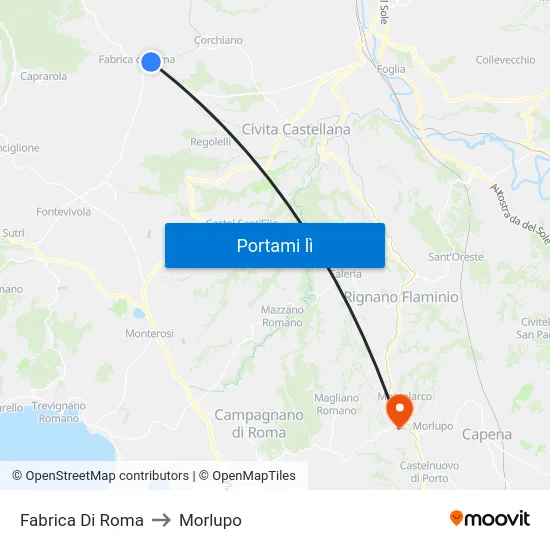 Fabrica Di Roma to Morlupo map