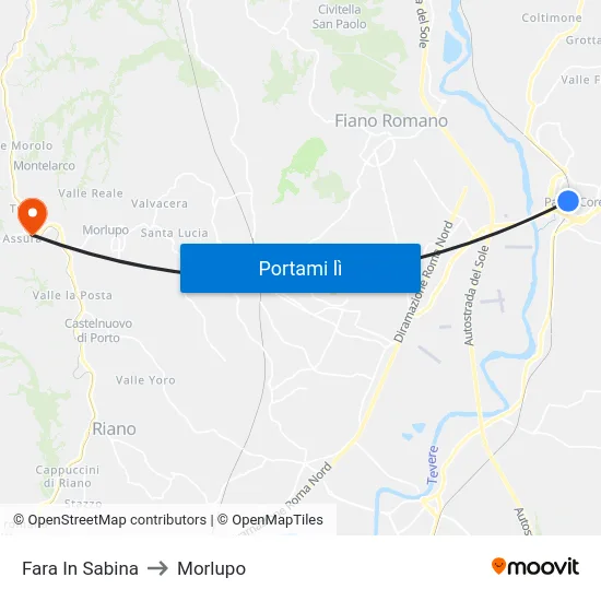 Fara In Sabina to Morlupo map