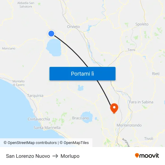 San Lorenzo Nuovo to Morlupo map
