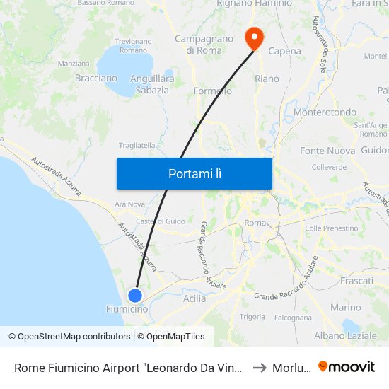 Rome Fiumicino Airport "Leonardo Da Vinci" (Fco) to Morlupo map
