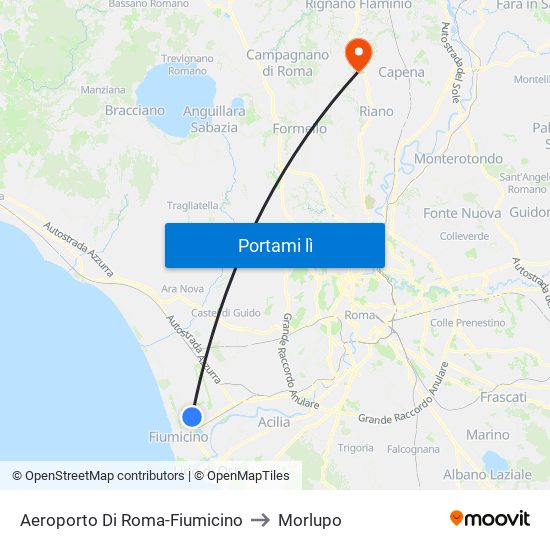 Aeroporto Di Roma-Fiumicino to Morlupo map