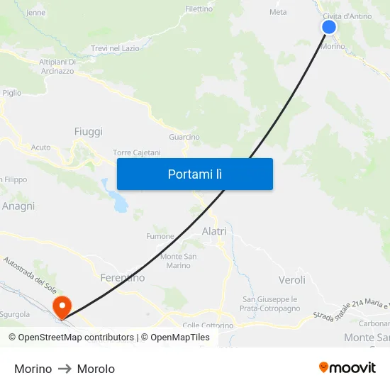 Morino to Morolo map