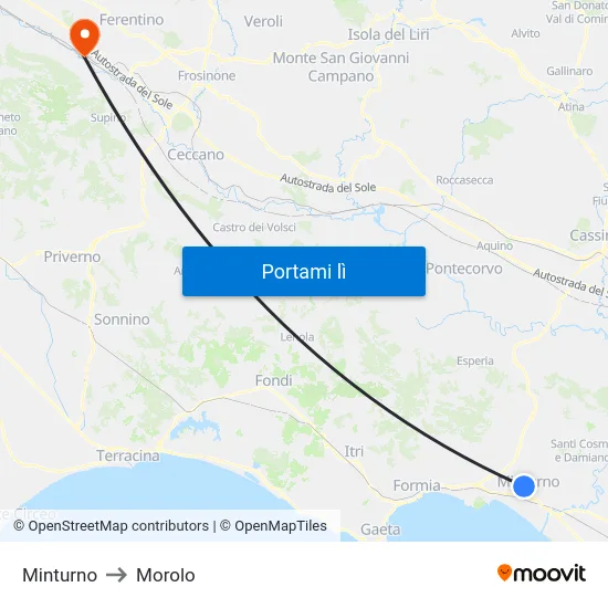 Minturno to Morolo map