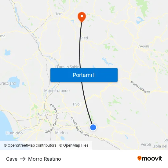 Cave to Morro Reatino map
