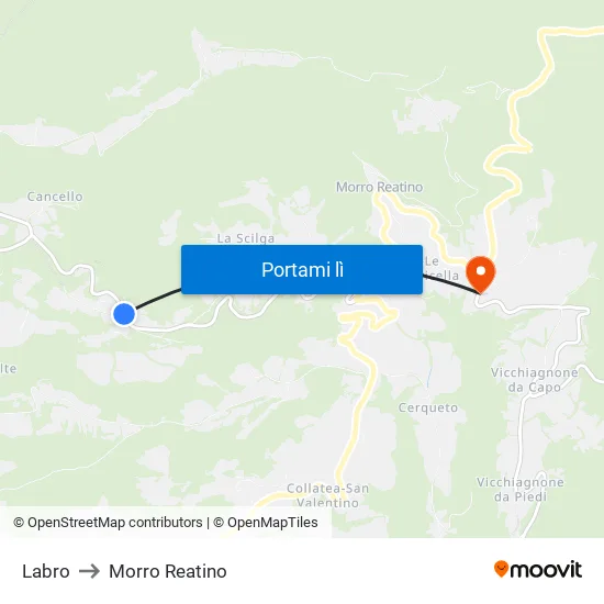 Labro to Morro Reatino map