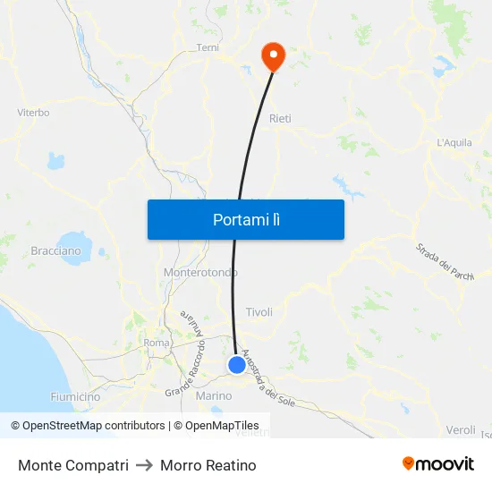 Monte Compatri to Morro Reatino map