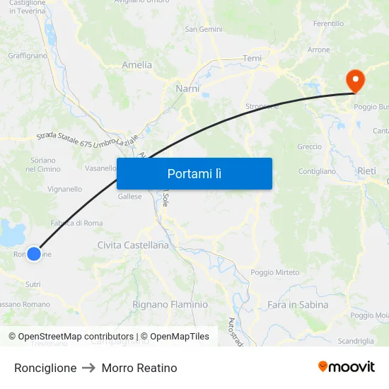 Ronciglione to Morro Reatino map