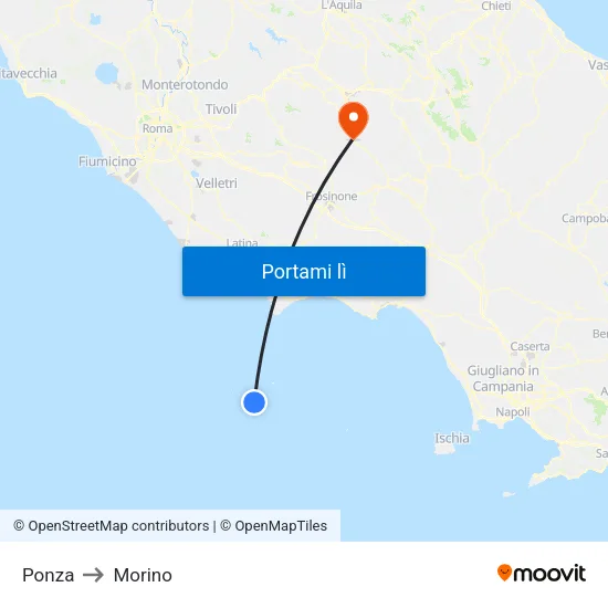 Ponza to Morino map