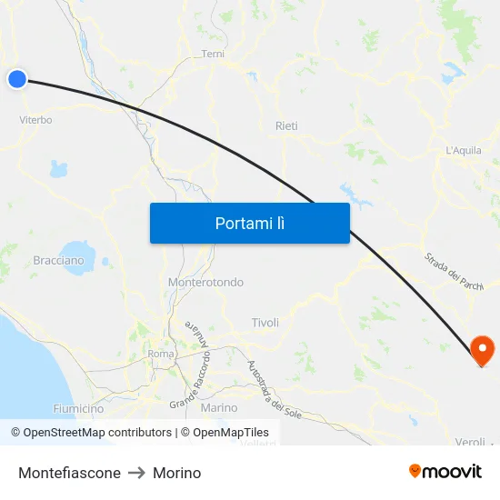 Montefiascone to Morino map