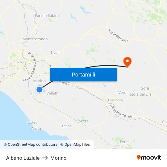 Albano Laziale to Morino map