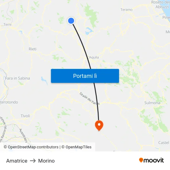 Amatrice to Morino map
