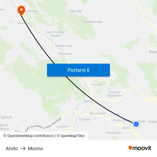Alvito to Morino map