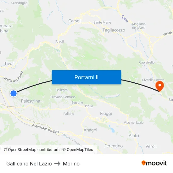 Gallicano Nel Lazio to Morino map