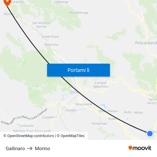 Gallinaro to Morino map