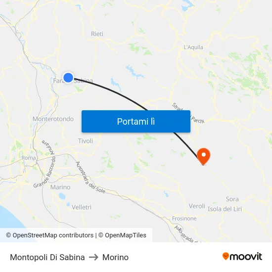 Montopoli Di Sabina to Morino map