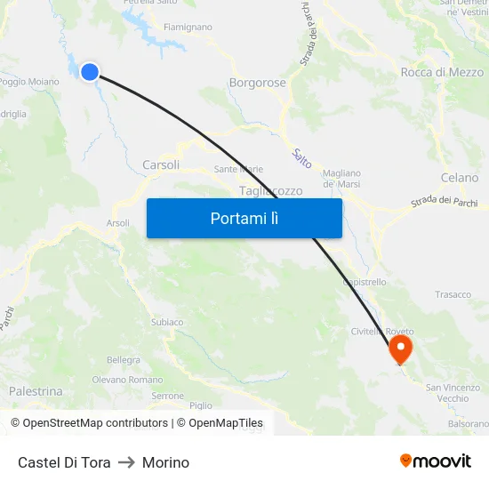 Castel Di Tora to Morino map