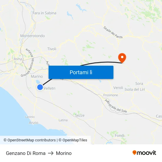 Genzano Di Roma to Morino map