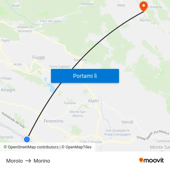 Morolo to Morino map