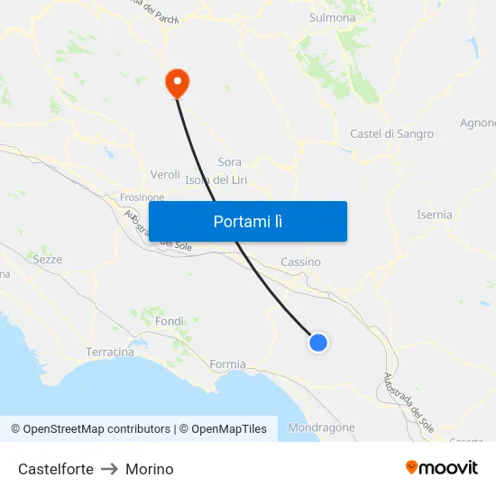Castelforte to Morino map