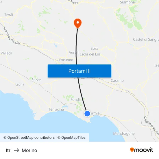 Itri to Morino map