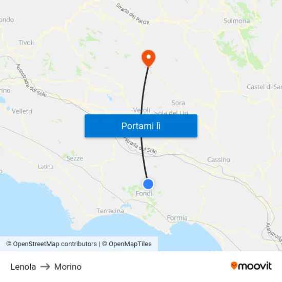 Lenola to Morino map