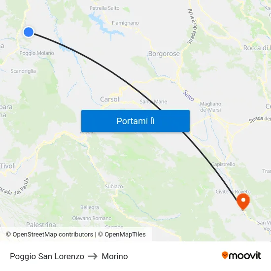 Poggio San Lorenzo to Morino map