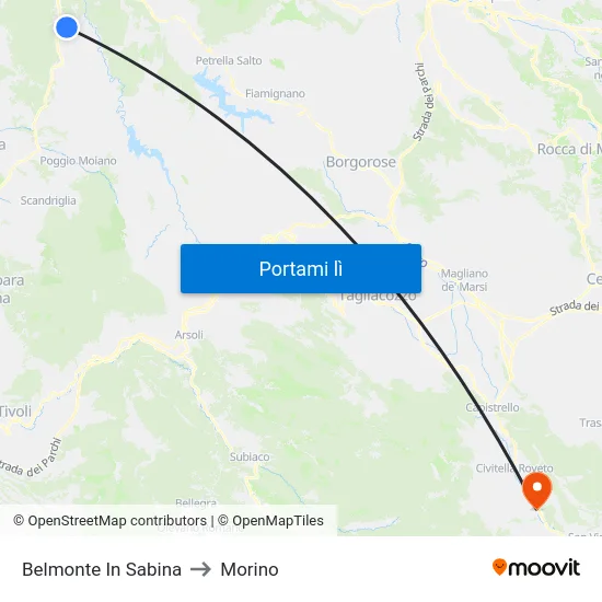 Belmonte In Sabina to Morino map