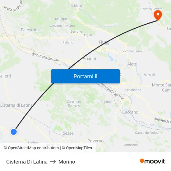Cisterna Di Latina to Morino map