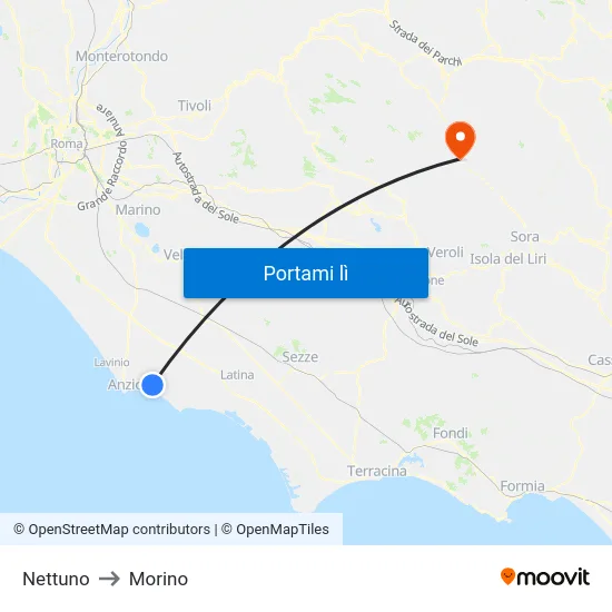 Nettuno to Morino map