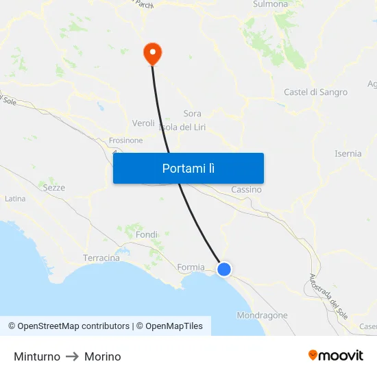 Minturno to Morino map