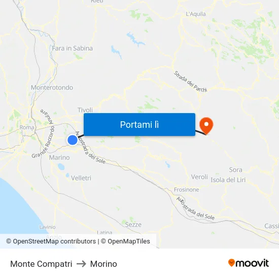 Monte Compatri to Morino map