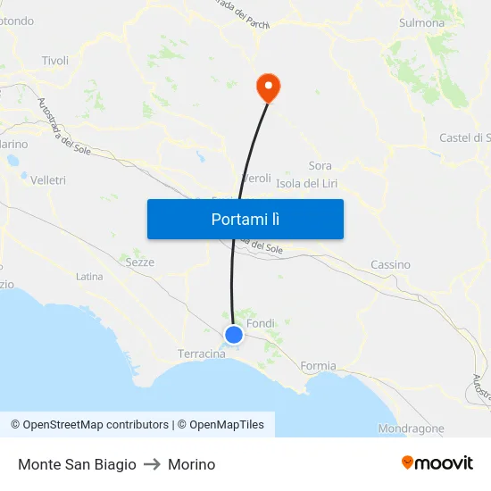 Monte San Biagio to Morino map