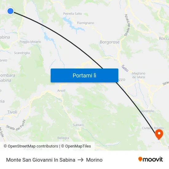 Monte San Giovanni In Sabina to Morino map