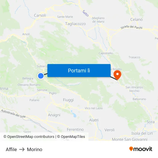 Affile to Morino map