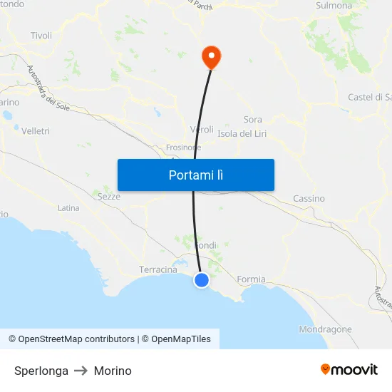 Sperlonga to Morino map